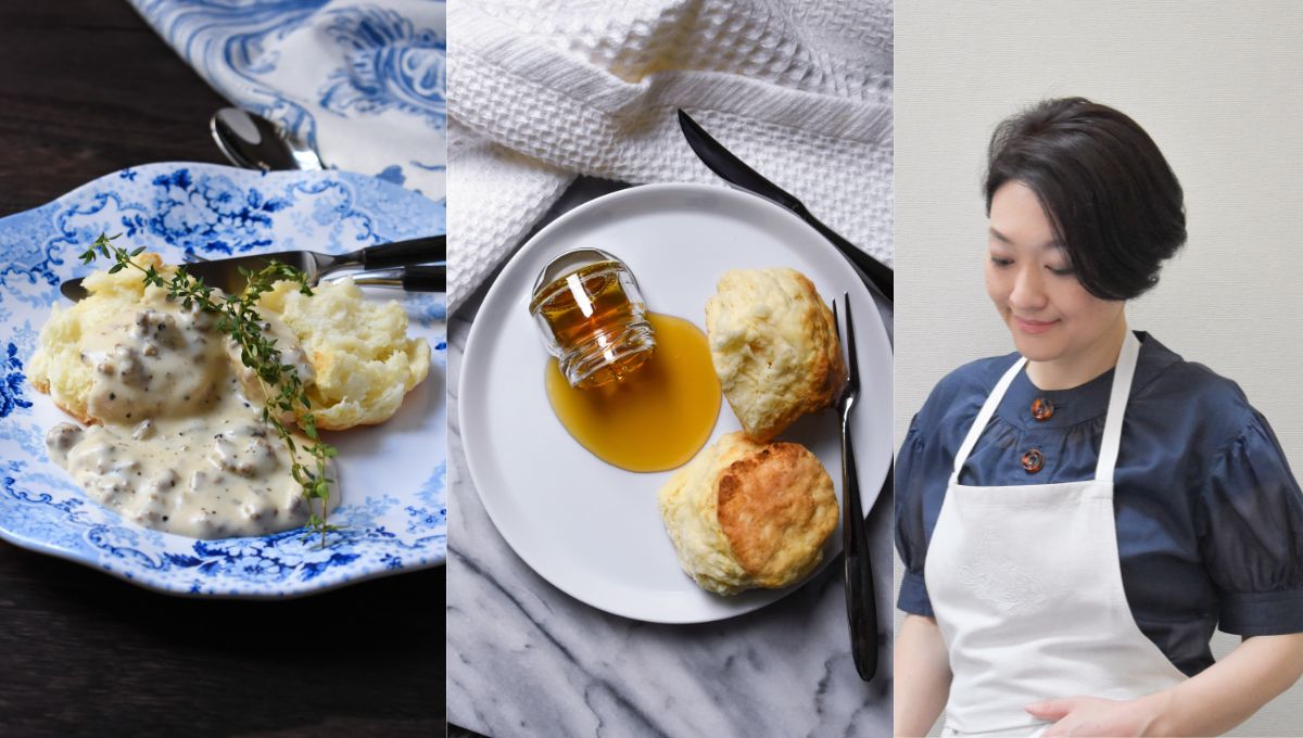 中村紫乃さんに教わるアメリカの朝食の定番　「ビスケット＆ソーセージグレービー」