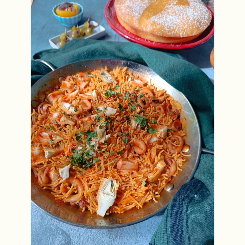 ガルシアみゆきさんと楽しむ初夏のスペイン料理～いかとアーティチョークのフィデウア～