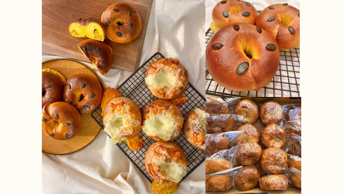 パン好きさん必見！ かぼちゃあんのベーグル＆胚芽ダブルチーズベーグル