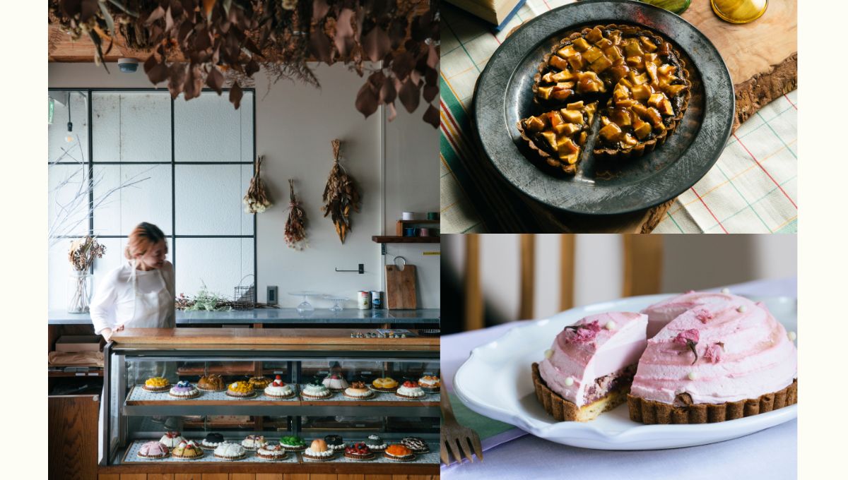 ハチカフェの季節と気分で楽しむタルト～りんごとほうじ茶のタルト＆出会いの日の桜咲くタルト～